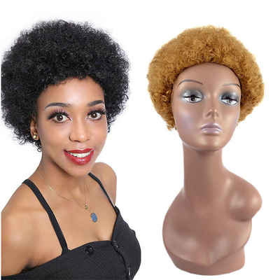 Mejora tu estilo con nuestra peluca afro corta con cuticular completa 180% de densidad rizada de corte de hada