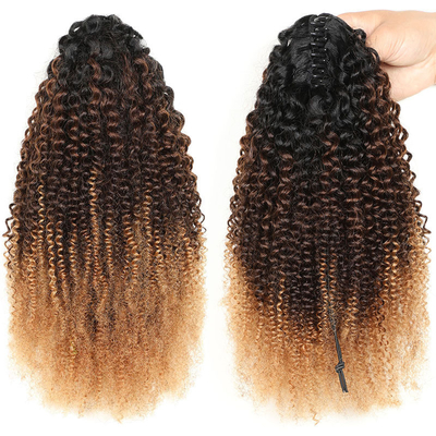 100% Cabello humano superior BSM Afro Curly Ponytail Bundles de pelo de 18 a 20 pulgadas Ombre T1B/4/27