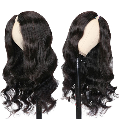 Ninguna Perucas de encaje V Parte del cabello de Camboya Peruca del cuerpo Onda del cabello humano crudo Sin dejar fuera sin pegamento