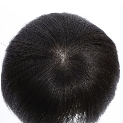Buen toupe de cabello de verdad para mujeres con técnica hecha a mano y aberturas de seda de piel fina