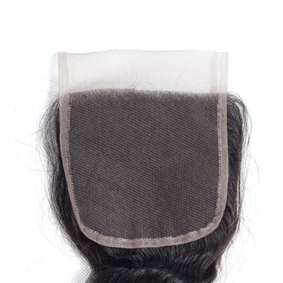 Extensión de cabello humano 4x4 Cerradura de encaje sin pegamento Curta peluca de onda suelta Remy Grado de cabello