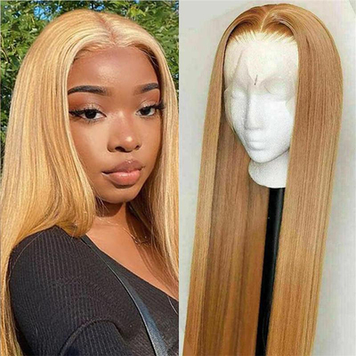 Pelucas largas de pelo humano con encaje marrón claro 360 encaje completo Diseño de moda de alta calidad