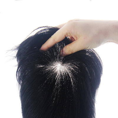 Tipo de pieza de pelo recto 100% cabello humano Toupee masculino con piel delgada y densidad ligera