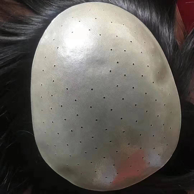 Tipo de pieza de pelo recto 100% cabello humano Toupee masculino con piel delgada y densidad ligera