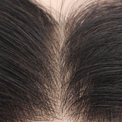 Tipo de pieza de pelo recto 100% cabello humano Toupee masculino con piel delgada y densidad ligera