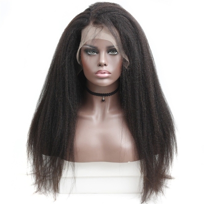 Top de pelo encaje Frente Perucas de pelo humano derecho Kinky 360 Full Peruca de encaje