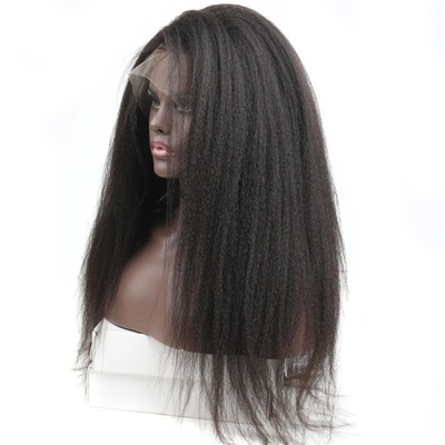 Top de pelo encaje Frente Perucas de pelo humano derecho Kinky 360 Full Peruca de encaje