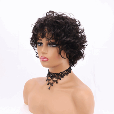 Tamaño del gorro tamaño medio afro kinky peluca rizada con golpes e individualidad