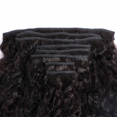 100% de pelo humano con clip en extensiones buena extensión de cabello natural
