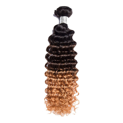 100% natural de onda profunda de doble trama brasileña Remy Vendedor de paquetes de pelo con color Ombre