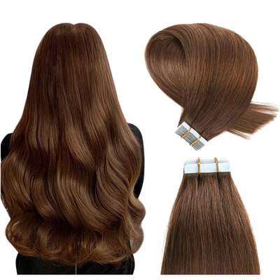 Doble dibujado tejido de piel invisible sin costura Remy ruso de la cinta del cabello humano en extensiones