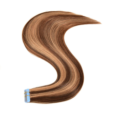 Doble dibujado tejido de piel invisible sin costura Remy ruso de la cinta del cabello humano en extensiones