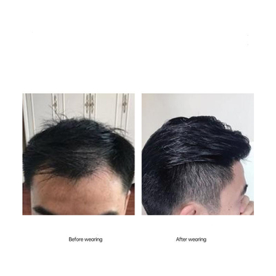 Full Hand Made Slicked Back Style Hairline 100% Reemplazo de cabello humano Toupee para hombres