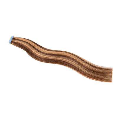 Grado 12A virgen en bruto europea 100% cinta de pelo remy en extensión de cabello con color P4/27