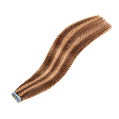 Grado 12A virgen en bruto europea 100% cinta de pelo remy en extensión de cabello con color P4/27
