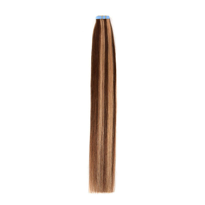 Grado 12A virgen en bruto europea 100% cinta de pelo remy en extensión de cabello con color P4/27