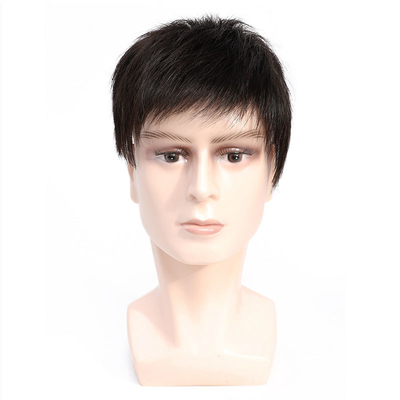 Diseño izquierdo Toupee masculino de encaje suizo con aberturas de piel delgada y pelo humano 100%