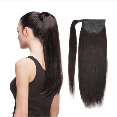 Remy Hair Extensión de cola de caballo de pelo humano brasileño con cuticular alineada gancho y bucle