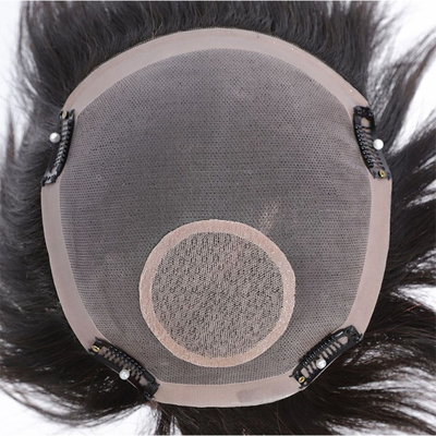 Diseño izquierdo Toupee masculino de encaje suizo con aberturas de piel delgada y pelo humano 100%
