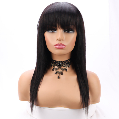 Básico de encaje suizo de encaje recto Peruca delantera con flecos 100% Cabello humano Cabello virgen