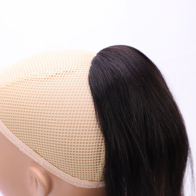 100% Clip de cabello humano en extensión de cola de caballo recto de 16 pulgadas virgen natural negro