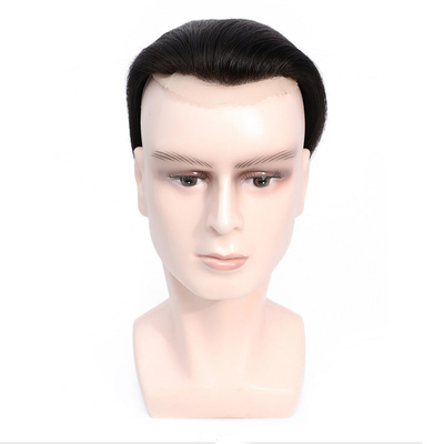 Densidad ligera Cabello Remy Toupee masculino de mano completa Técnica atada con la mano Sistema de cabello de encaje suizo