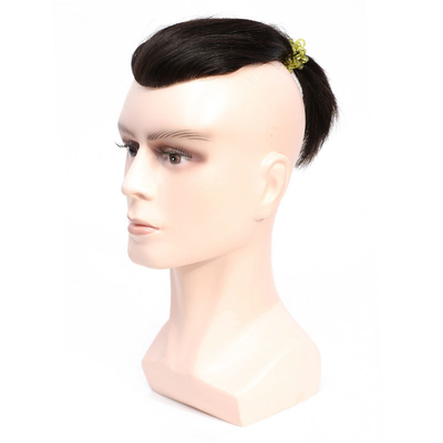Densidad ligera Cabello Remy Toupee masculino de mano completa Técnica atada con la mano Sistema de cabello de encaje suizo