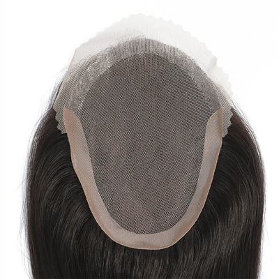 Densidad ligera Cabello Remy Toupee masculino de mano completa Técnica atada con la mano Sistema de cabello de encaje suizo