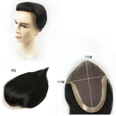 Densidad ligera Cabello Remy Toupee masculino de mano completa Técnica atada con la mano Sistema de cabello de encaje suizo