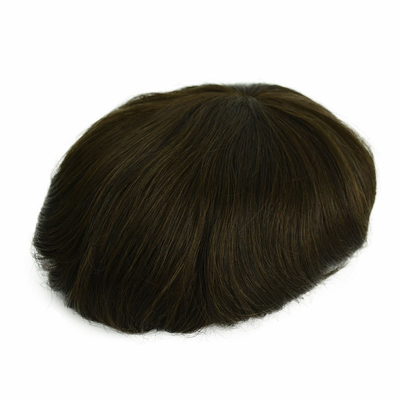 Densidad ligera Cabello Remy Toupee masculino de mano completa Técnica atada con la mano Sistema de cabello de encaje suizo