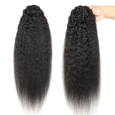 0.2kg de cabello humano de cuerda de tracción Kinky extensiones de cola de caballo recta para mujeres 2022