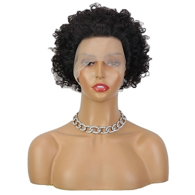 Peruca de cabello humano de encaje suizo con franjas rebotantes y rectas Peruca de corte de hada para todos los colores más reciente