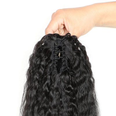 0.2kg de cabello humano de cuerda de tracción Kinky extensiones de cola de caballo recta para mujeres 2022