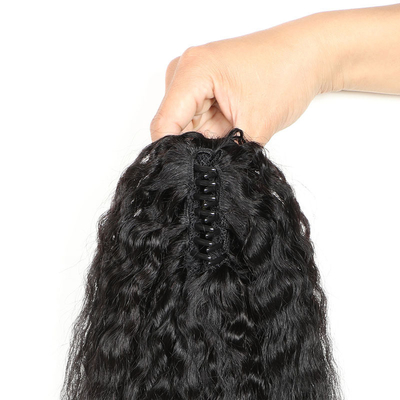 0.2kg de cabello humano de cuerda de tracción Kinky extensiones de cola de caballo recta para mujeres 2022
