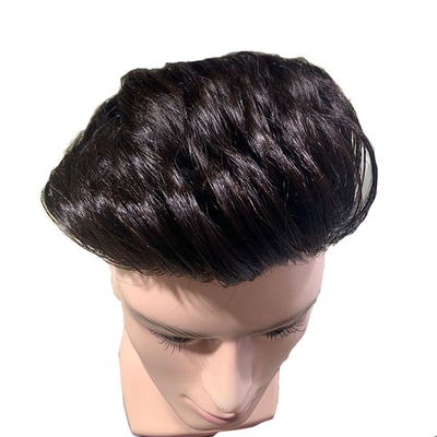 Toupee inyectado de encaje suizo para hombres 100% sistema de reemplazo de cabello humano 24mm textura