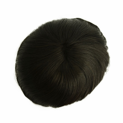 Toupee inyectado de encaje suizo para hombres 100% sistema de reemplazo de cabello humano 24mm textura