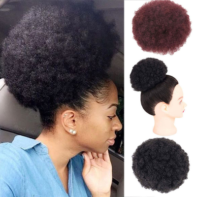 Mejores precios para las extensiones de cabello Afro Kinky Curly Resistente al calor estilo Chignon