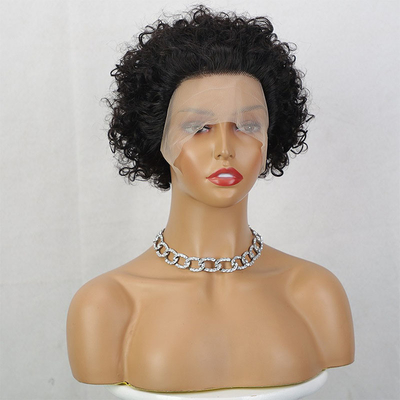 100% Cabello humano Pelicula de corte rizado peluca ligera y perfecta para cualquier ocasión