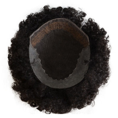 Texto de toupee 24mm Afro Kinky Curly Swiss Lace Hombres Unidades de cabello Natural de cabello humano Peruca