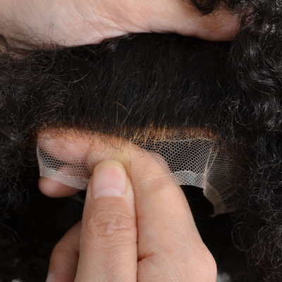 Texto de toupee 24mm Afro Kinky Curly Swiss Lace Hombres Unidades de cabello Natural de cabello humano Peruca