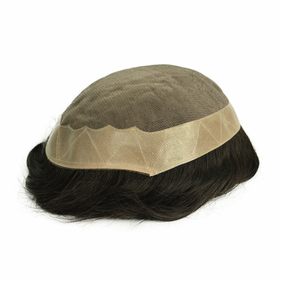 Mono Top Men Toupee 100% Cabello Humano de Calidad Remy Línea de Cabello Natural Cabello Remy Indio