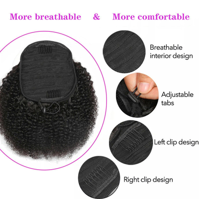 Extensiones de cabello humano de cola de caballo para mujeres afroamericanas