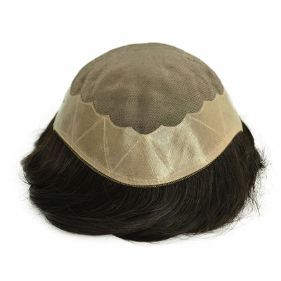 Mono Top Men Toupee 100% Cabello Humano de Calidad Remy Línea de Cabello Natural Cabello Remy Indio