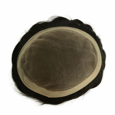 Mono Top Men Toupee 100% Cabello Humano de Calidad Remy Línea de Cabello Natural Cabello Remy Indio