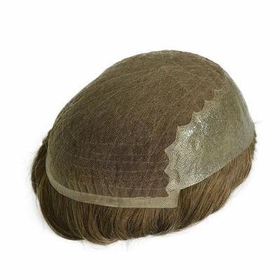 Lazo natural de PU para hombres Toupee para el 100% de cabello humano hombre tejido de pelucas piezas de pelo Unidad de parche sistema