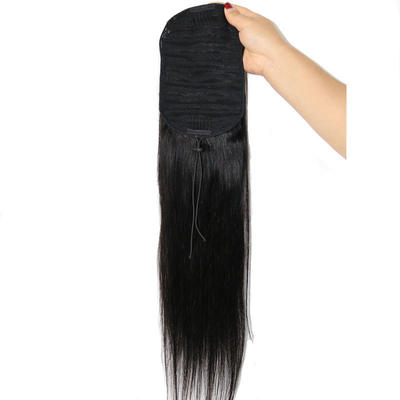 100% cabello humano virgen sedoso recto cuerda de tracción cola de caballo el pelo más largo proporción 60%