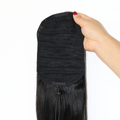 100% cabello humano virgen sedoso recto cuerda de tracción cola de caballo el pelo más largo proporción 60%