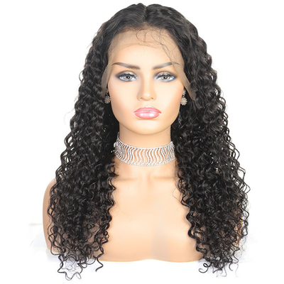Perucas Frontales de encaje Cabello humano rizado rizado Negro natural encaje Frontal 13*4/4*4/T-lace