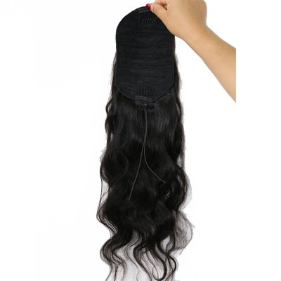 Body Wave Wrap personalizado pieza de pelo negro con ventaja libre de desprendimiento y enredos