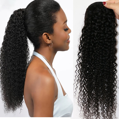 Body Wave Wrap personalizado pieza de pelo negro con ventaja libre de desprendimiento y enredos